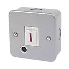 20A 1-Gang DP Metal Clad Control Switch with Neon with White Inserts