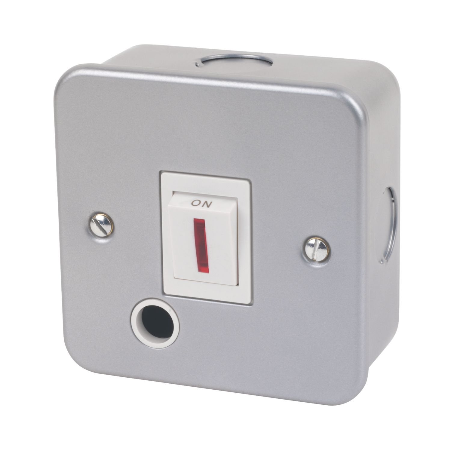 Essentials 20A 1-Gang DP Metal Clad Control Switch with Neon with White Inserts (79330)