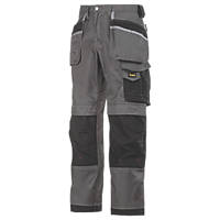 Snickers DuraTwill 3212 Holster Pocket Trousers Grey / Black 30" W 30" L