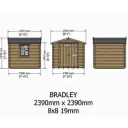 Shire Bradley 8' x 8' (Nominal) Apex Timber Log Cabin