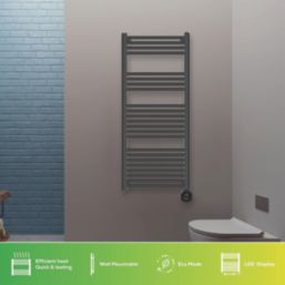 TCP 1250mm x 500mm 3412BTU Black Curved Electric Towel Radiator