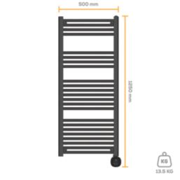 TCP 1250mm x 500mm 3412BTU Black Curved Electric Towel Radiator