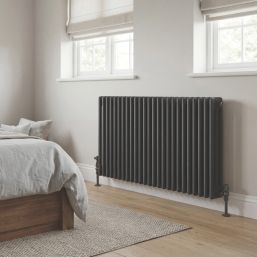 Flomasta 600mm x 1190mm 5160BTU Anthracite Horizontal 3 Column Radiator