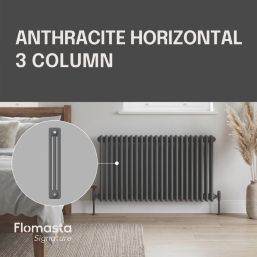 Flomasta 600mm x 1190mm 5160BTU Anthracite Horizontal 3 Column Radiator