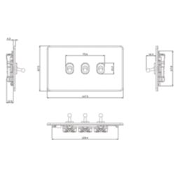 Knightsbridge Screwless 10AX 3-Gang 2-Way Toggle Light Switch  Antique Brass