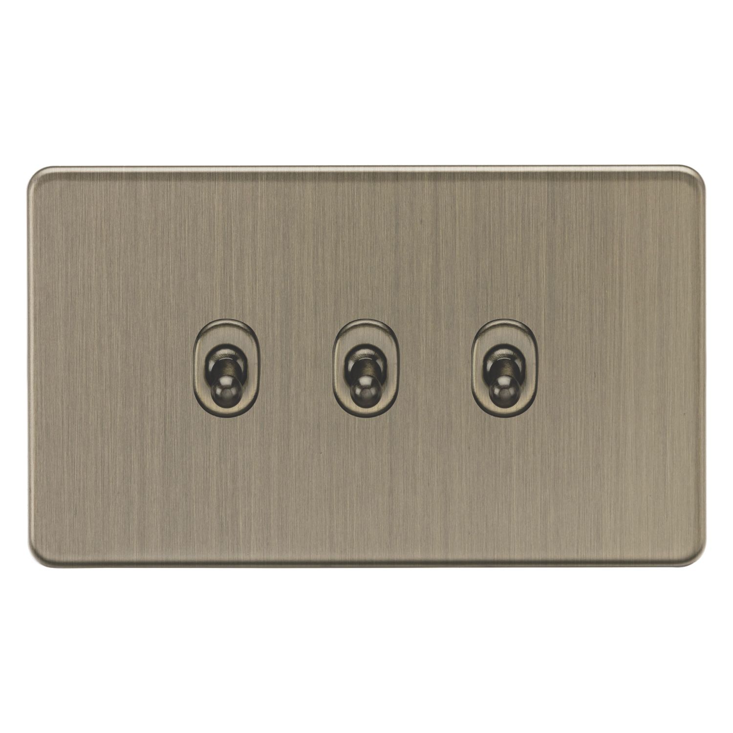 Knightsbridge Screwless 10AX 3-Gang 2-Way Toggle Light Switch Antique Brass (793CR)