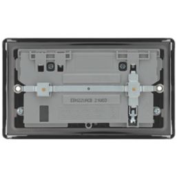 LAP  13A 2-Gang SP Switched Socket + 4.2A 15W 2-Outlet Type A & C USB Charger Black Nickel with Black Inserts