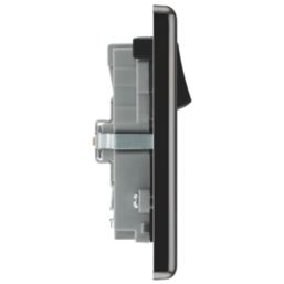 LAP  13A 2-Gang SP Switched Socket + 4.2A 15W 2-Outlet Type A & C USB Charger Black Nickel with Black Inserts