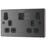 LAP  13A 2-Gang SP Switched Socket + 4.2A 15W 2-Outlet Type A & C USB Charger Black Nickel with Black Inserts