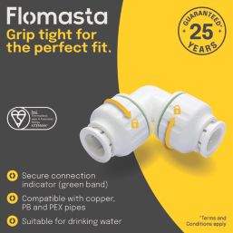 Flomasta  Plastic Push-Fit Equal 90° Elbows 10mm 10 Pack