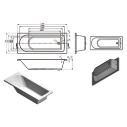 Single-Ended Bath Acrylic 2 Tap Holes 1700mm x 700mm