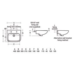 Armitage Shanks Portman 21 Hand Rinse Washbasin with Overflow 2 Tap Holes 400mm