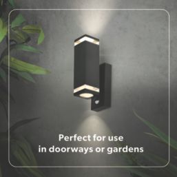 4lite Marinus Square Outdoor Up & Down Wall Light With PIR Sensor Anthracite