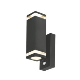 4lite Marinus Square Outdoor Up & Down Wall Light With PIR Sensor Anthracite