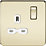 Knightsbridge  13A 1-Gang DP Switched Single Socket Polished Brass  with White Inserts