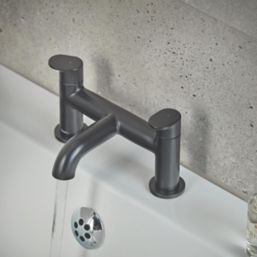 Hansgrohe Vernis Blend Matt Black 123mm Deck Mounted Lever 2 Tap Holes Bath Mixer Tap