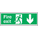 Non Photoluminescent "Fire Exit" Down Arrow Signs 150mm x 450mm 50 Pack