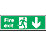 Non Photoluminescent "Fire Exit" Down Arrow Signs 150mm x 450mm 50 Pack