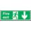 Essentials  Non Photoluminescent "Fire Exit" Down Arrow Signs 150mm x 450mm 50 Pack