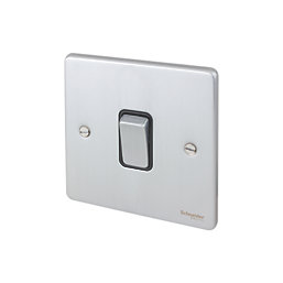 Schneider Electric Ultimate Low Profile 16AX 1-Gang 2-Way Light Switch  Brushed Chrome with Black Inserts