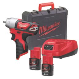 Milwaukee M12 BIW14-202C 12V 2 x 2.0Ah Li-Ion RedLithium  Cordless Sub Compact Impact Wrench