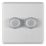 LAP  2-Gang 2-Way LED Dimmer Switch  Brushed Steel with Colour-Matched Inserts