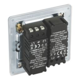 LAP  2-Gang 2-Way LED Dimmer Switch  Brushed Steel with Colour-Matched Inserts