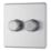 LAP  2-Gang 2-Way LED Dimmer Switch  Brushed Steel with Colour-Matched Inserts