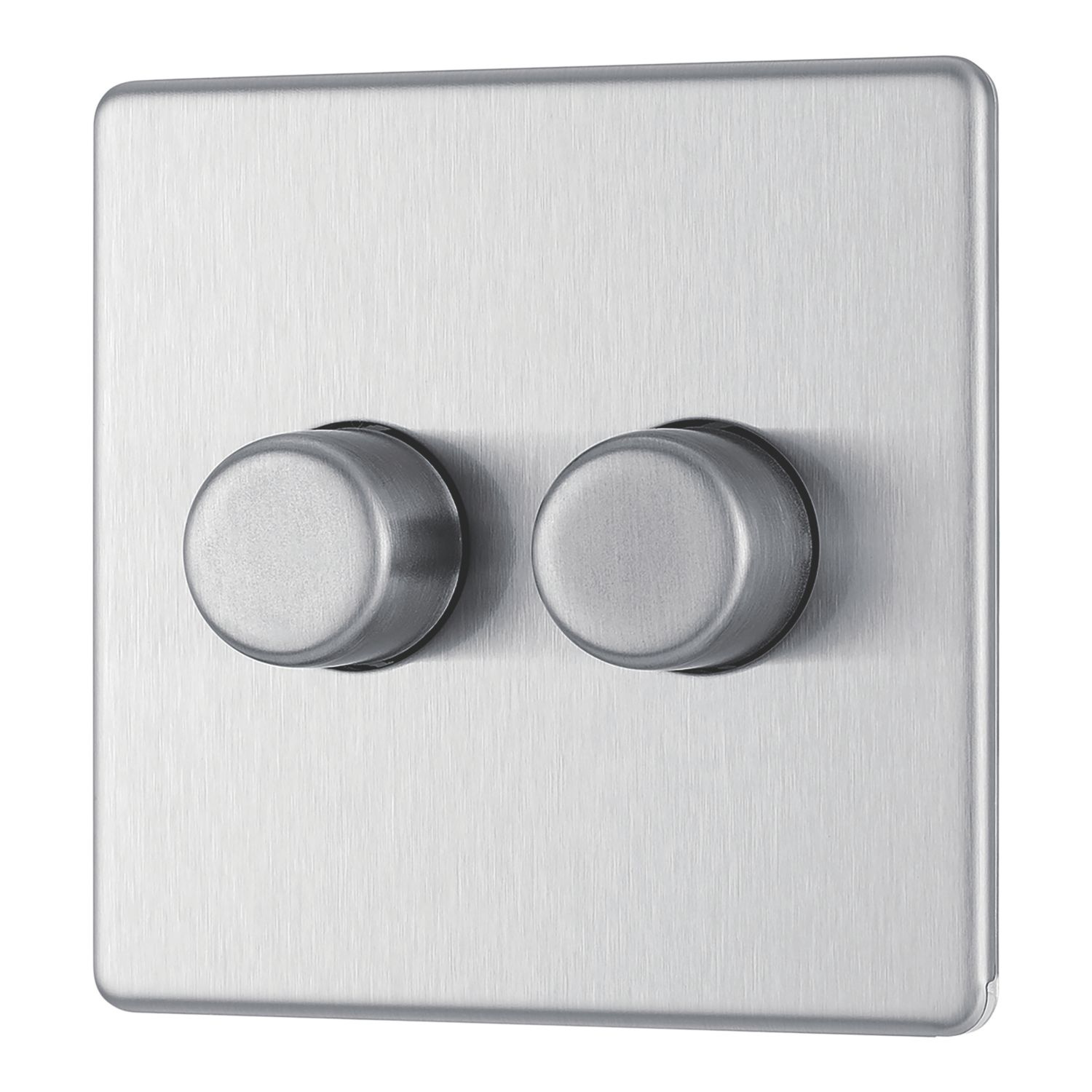 LAP 2-Gang 2-Way LED Dimmer Switch Brushed Steel with Colour-Matched Inserts (794PN)