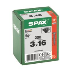 Spax Blax PZ Countersunk Self Drilling Wood Screws 3mm x 16mm 200 Pack