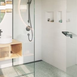 Hansgrohe AddStoris Bar Shower Door Handle Brushed Black Chrome 350mm Single