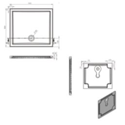 Milan Rectangular Bathroom Shower Tray & Waste White Gloss 900mm x 800mm x 40mm