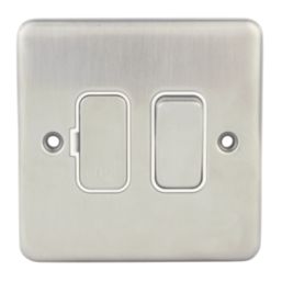 Hager Sollysta WRSSU83BSW  13A Switched Fused Spur  Brushed Steel with White Inserts