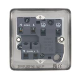 Hager Sollysta WRSSU83BSW  13A Switched Fused Spur  Brushed Steel with White Inserts