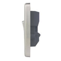 Hager Sollysta WRSSU83BSW  13A Switched Fused Spur  Brushed Steel with White Inserts