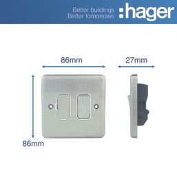 Hager Sollysta WRSSU83BSW  13A Switched Fused Spur  Brushed Steel with White Inserts