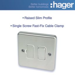 Hager Sollysta WRSSU83BSW  13A Switched Fused Spur  Brushed Steel with White Inserts