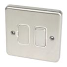 Hager Sollysta WRSSU83BSW  13A Switched Fused Spur  Brushed Steel with White Inserts