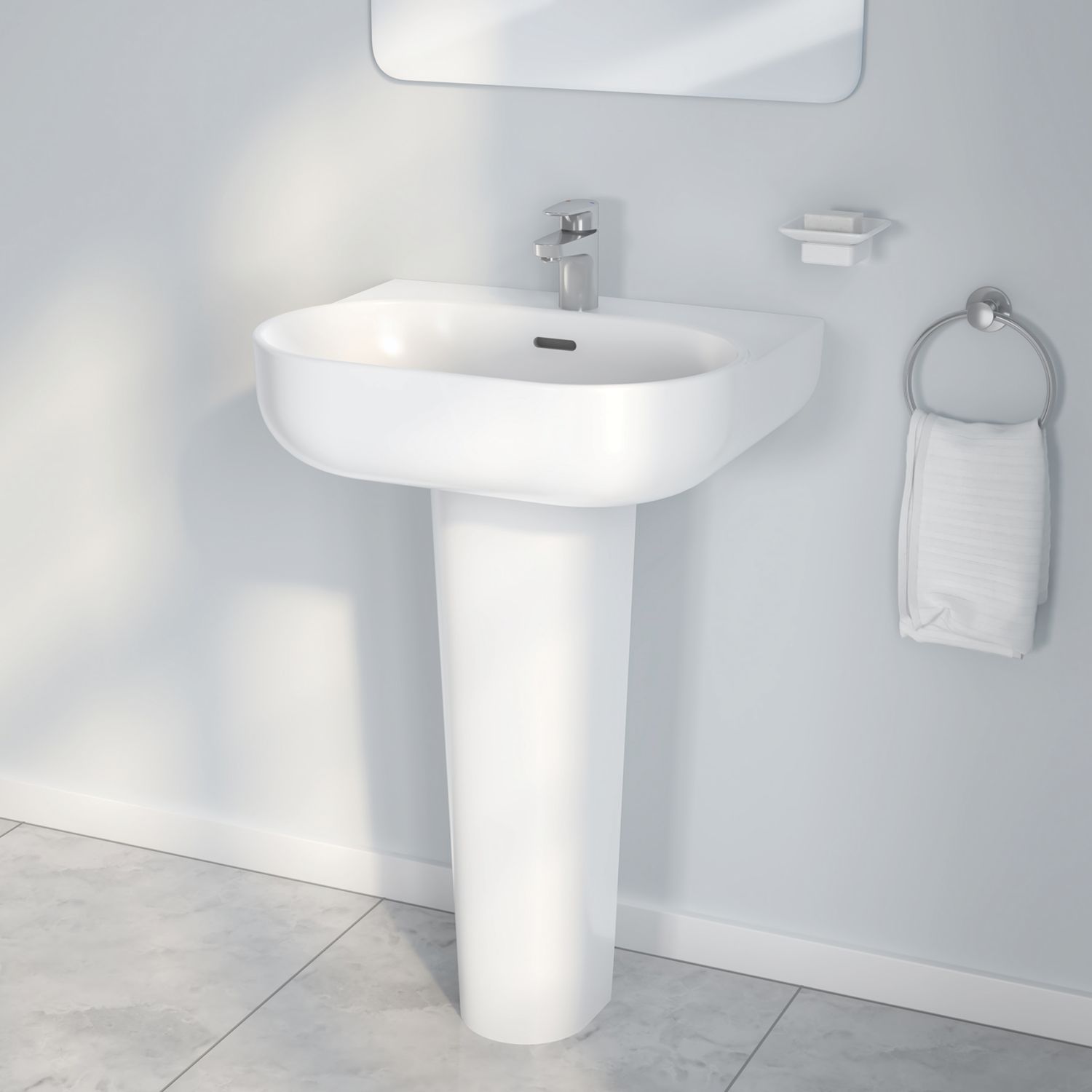 Swirl Caldew Wall-Mounted Basin 1 Tap Hole 550mm (795CP)