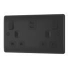British General Nexus Metal 13A 2-Gang SP Switched Socket + 3.25A 45W 2-Outlet Type C USB Charger Matt Black with Black Inserts