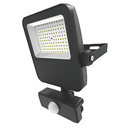 4lite  Outdoor LED Floodlight with PIR Sensor Black 30W 3150lm