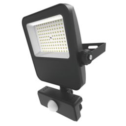 4lite  Outdoor LED Floodlight With PIR Sensor Black 30W 3150lm