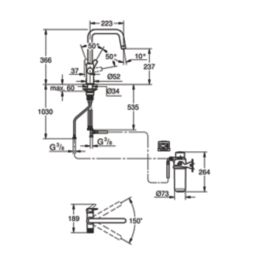 Grohe Blue Pure Start U-Spout 2-Way Deck Mounted Filtered Water Kitchen Tap Starter Set Chrome