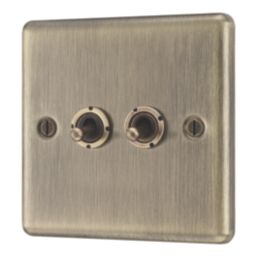 LAP  20A 16AX 2-Gang 2-Way Switch  Antique Brass with Colour-Matched Inserts