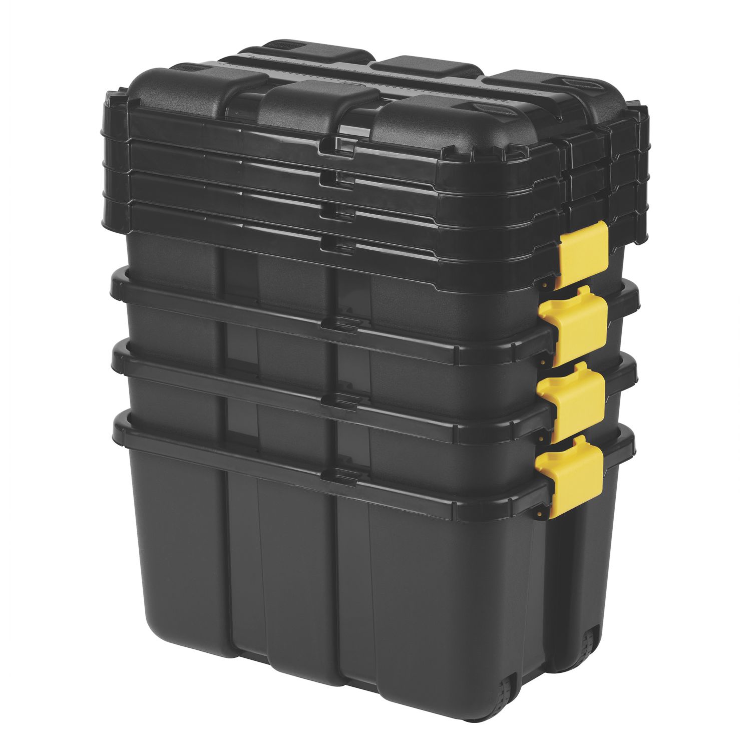 Essentials 49Ltr 390mm x 590mm x 350mm Black/Yellow Storage Trunk 4 Pack (795XJ)