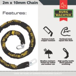 Burg-Wachter Hardened Steel Heavy Duty Chain 2m x 10mm