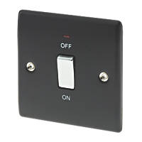 British General Nexus Metal 20A 1-Gang DP Control Switch Matt Black with LED with White Inserts