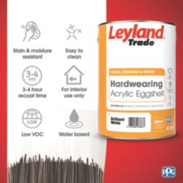 Leyland Trade  5Ltr Brilliant White Mid-Sheen Emulsion Kitchen & Bathroom Paint