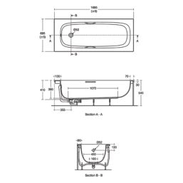 Ideal Standard i.life T478201 Single-Ended Bath Acrylic No Tap Holes 1695mm x 695mm