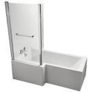 Ideal Standard Giovo Cube Shower Bath Left-Hand Acrylic No Tap Holes 1700mm